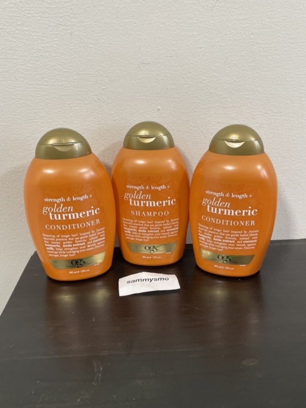 OGX Strength & Length + Golden Turmeric Conditioner, shampoo 13oz x3